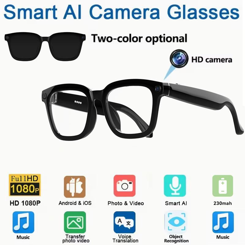 Unleash Your Adventure with Smart AI Camera Glasses - Capture Moments in 8MP with Real-Time Translation & UV Protection!