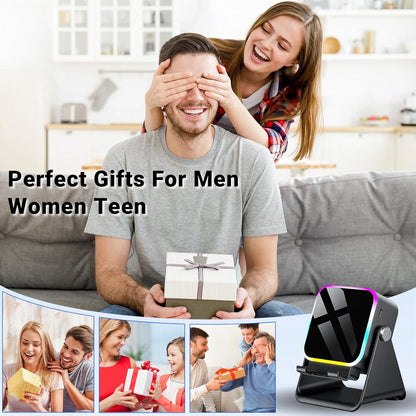 Revolutionary Wireless Speaker with Phone Stand: Immerse Yourself in Stereo Sound with RGB Ambiance and 360° Adjustability