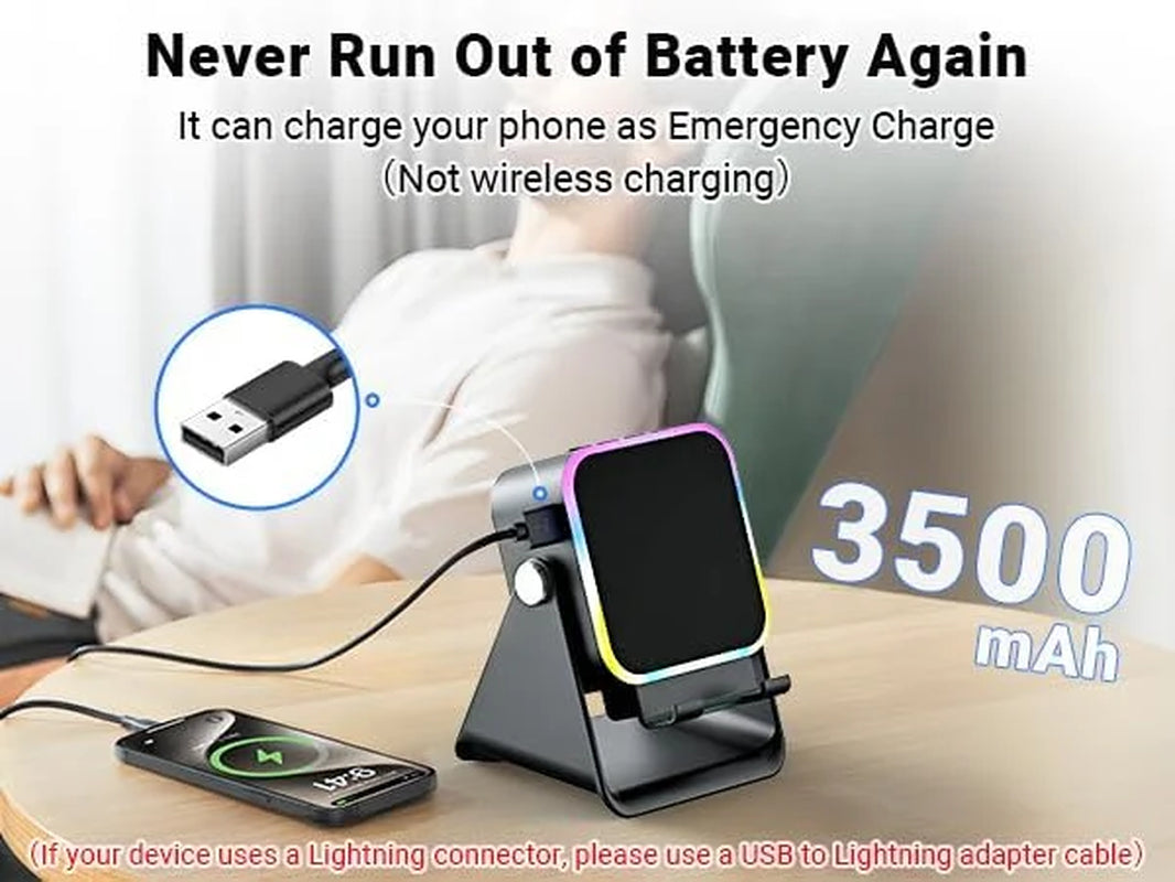 Revolutionary Wireless Speaker with Phone Stand: Immerse Yourself in Stereo Sound with RGB Ambiance and 360° Adjustability